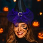 Adult Halloween Mesh Veil Witch Hat