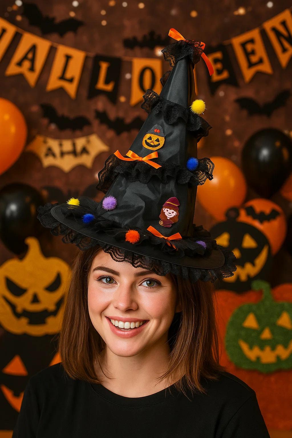 Black party outfits and holiday hats