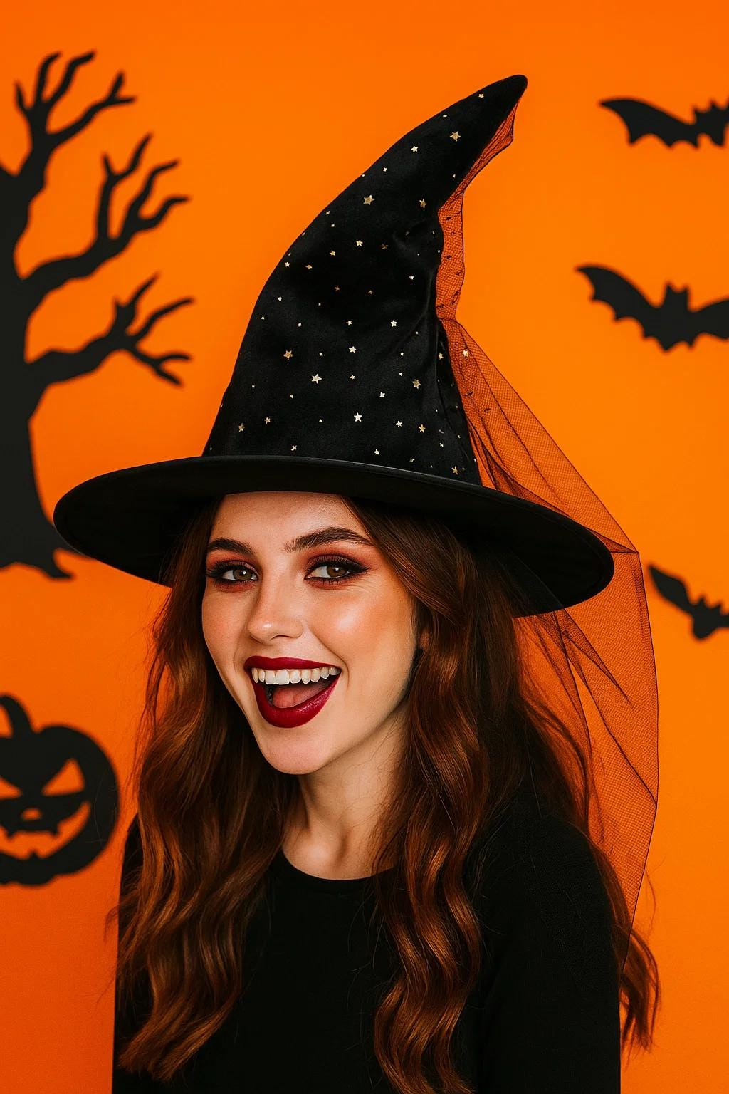 Black shimmering veil hat