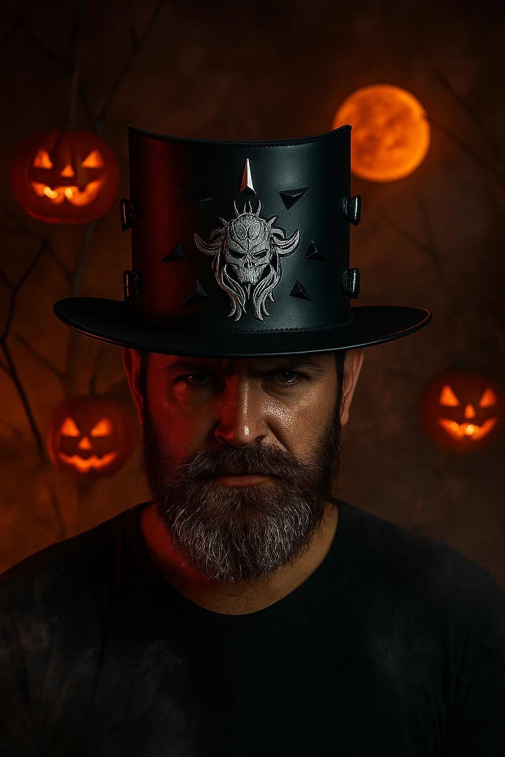 Dark-themed party outfit hat