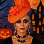 Feathered Flower Orange Wide-brimmed Holiday Hat