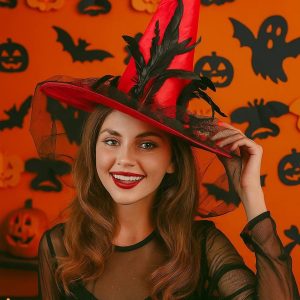 Gothic leaf appliqué witch hat