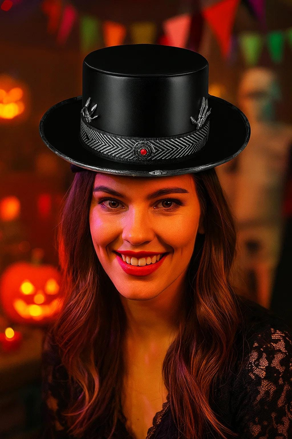 Holiday party black gothic top hat