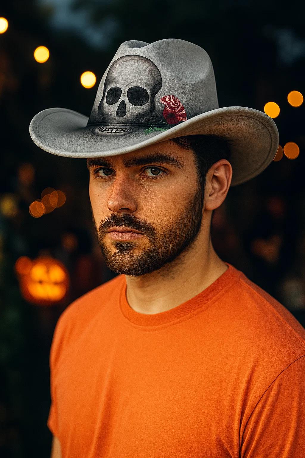 Skull Gray Western Cowboy Hat